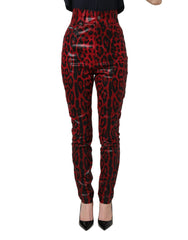 Dolce & Gabbana Red Leopard Skinny High Waist Denim Jeans - IT36|XXS