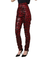 Dolce & Gabbana Red Leopard Skinny High Waist Denim Jeans - IT36|XXS