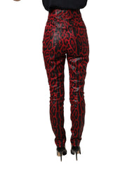 Dolce & Gabbana Red Leopard Skinny High Waist Denim Jeans - IT36|XXS