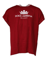 Dolce & Gabbana Red Logo Crown Cotton Crew Neck T-shirt - T-Shirts