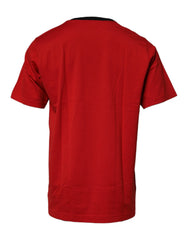 Dolce & Gabbana Red Logo Crown Cotton Crew Neck T-shirt - T-Shirts