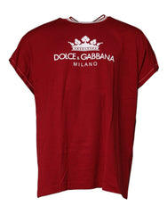 Dolce & Gabbana Red Logo Crown Cotton Crew Neck T-shirt - T-Shirts