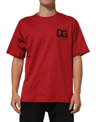 Dolce & Gabbana Red Logo Print Cotton Short Sleeve T-shirt - IT52 | XL - T-Shirts