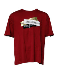 Dolce & Gabbana Red Logo Tape Cotton Crew Neck T-shirt - T-Shirts