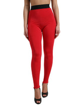 Dolce & Gabbana Red Nylon DG Logo Slim Leggings Pants - IT40|S - Leggings