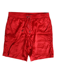 Dolce & Gabbana Red Nylon Drawstring Beachwear Shorts Swimwear - IT4 | S - Boardshorts