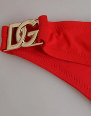 Dolce & Gabbana Red Nylon Swimsuit 2 Piece Top Bottom Swimwear - IT1 | XS - Classic Bikinis