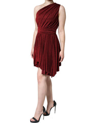 Dolce & Gabbana Red One Shoulder Pleated A-line Mini Dress - IT40|S - Dresses