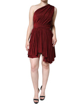 Dolce & Gabbana Red One Shoulder Pleated A-line Mini Dress - IT40|S - Dresses
