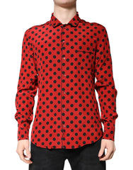 Dolce & Gabbana Red Polka Dot Silk Long Sleeve Shirt - IT39 | S - Shirts