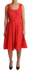 Dolce & Gabbana Red Polka Dotted Cotton A-Line Dress - IT42|M - Dresses