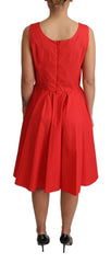 Dolce & Gabbana Red Polka Dotted Cotton A-Line Dress - IT42|M - Dresses