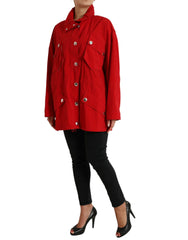 Dolce & Gabbana Red Polyester Hooded Button Rain Coat Jacket - IT40|S - Rain Coats