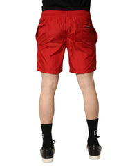 Dolce & Gabbana Røde polyester herre shorts med knyttebånd Badebekledning - IT4 | S