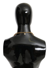 Dolce & Gabbana Red Purple Crystal Floral Chain Statement Gold Brass Necklace - Necklaces