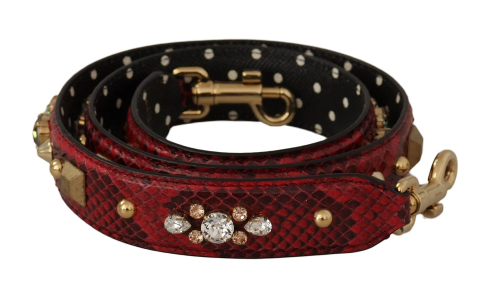 Dolce & Gabbana Red Python Leather Crystals Reversible Shoulder Strap - Handbag & Wallet Accessories