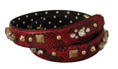 Dolce & Gabbana Red Python Leather Crystals Reversible Shoulder Strap - Handbag & Wallet Accessories