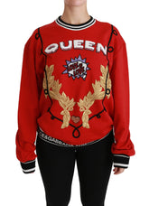 Dolce & Gabbana Red Queen Sequined Love Pullover Sweater - Sweaters