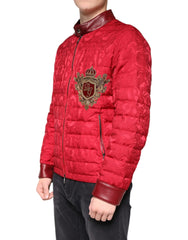 Dolce & Gabbana Red Quilted Bomber Gold Crown Logo Jacket - IT52 | XL - Puffer Jackets