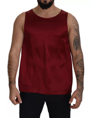 Dolce & Gabbana Red Round Neck Sleeveless Silk T-shirt - IT50 | L - Tank Tops