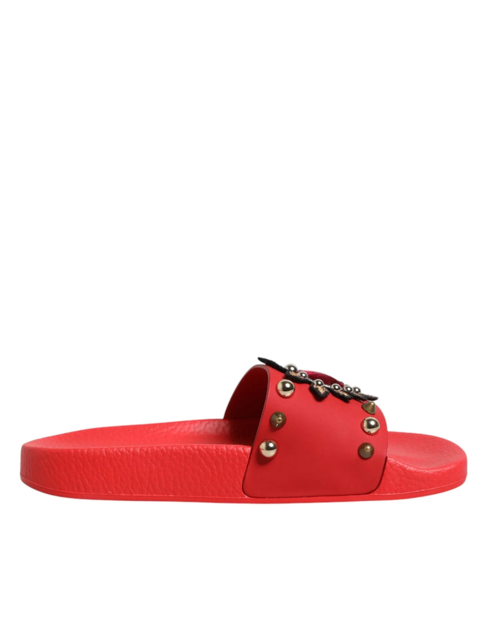 Dolce & Gabbana Red Sacred Heart Stud Slides Beachwear Shoes - EU35/US4.5 - Sandals