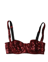 Dolce & Gabbana Red Sequined Nylon Balconnet Bra Underwear - IT2 | S