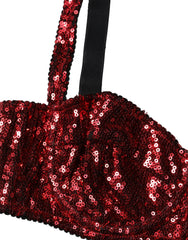 Dolce & Gabbana Red Sequined Nylon Balconnet Bra Underwear - IT2 | S
