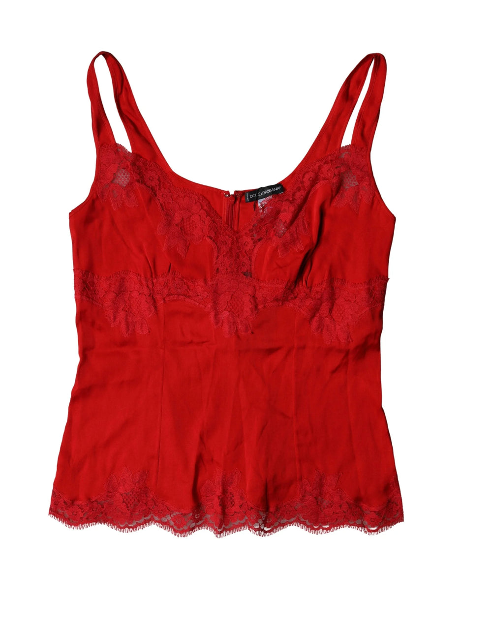 Dolce & Gabbana Red Silk Floral Lace Lingerie Top Underwear - IT5 | XL