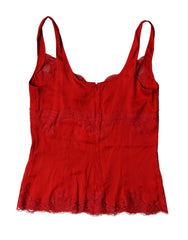 Dolce & Gabbana Red Silk Floral Lace Lingerie Top Underwear - IT5 | XL