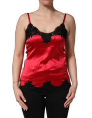 Dolce & Gabbana Red Silk Lace Trim Camisole Sleeveless Tank Top - IT3 | M