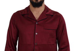 Dolce & Gabbana Red Silk Lounge Top Pajama Sleepwear Shirt - Nightgowns