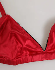 Dolce & Gabbana Red Silk Satin Triangle Soft Cup Br Underwear - IT2 | S - Bras