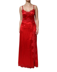 Dolce & Gabbana Red Silk Sleeveless Maxi Long Dress - IT46|XL - Dresses
