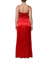 Dolce & Gabbana Red Silk Sleeveless Maxi Long Dress - IT46|XL - Dresses