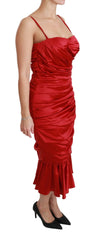 Dolce & Gabbana Red Silk Stretch Mermaid Bodycon Dress - IT36 | XS - Dresses