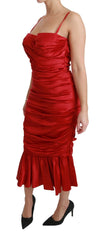 Dolce & Gabbana Red Silk Stretch Mermaid Bodycon Dress - IT36 | XS - Dresses