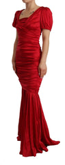 Dolce & Gabbana Red Silk Stretch Sheath Mermaid Gown Dress - IT40|S - Dresses