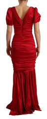 Dolce & Gabbana Red Silk Stretch Sheath Mermaid Gown Dress - IT40|S - Dresses