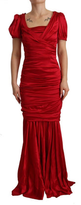 Dolce & Gabbana Red Silk Stretch Sheath Mermaid Gown Dress - IT40|S - Dresses