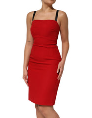 Dolce & Gabbana Red Stretch Bodycon Sheath Knee Length Dress