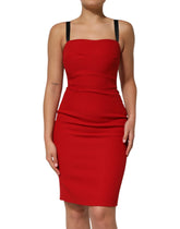 Dolce & Gabbana Red Stretch Bodycon Sheath Knee Length Dress