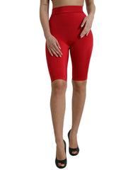 Dolce & Gabbana Red Stretch High Waist Cropped Leggings Pants - IT40|S - Leggings