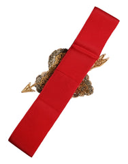 Dolce & Gabbana Red Stretch Wide Waist Heart Embellished Belt - IT40|S - Belts