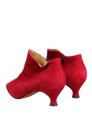 Stivaletti alla Caviglia in Suede Rosso di Dolce & Gabbana