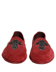 Dolce & Gabbana Red Suede Cross Slip On Dress Loafers Shoes - EU44/US11