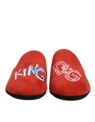 Dolce & Gabbana Red Suede DG King Men House Slippers Shoes - EU40.5/US7.5 - Slippers