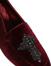 Dolce & Gabbana Red Suede Embellished Men Dress Loafers Shoes - EU42/US9