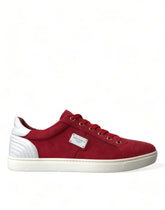 Dolce & Gabbana Red Suede Leather Men Low Top Sneakers Shoes - Sneakers