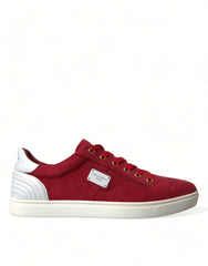 Dolce & Gabbana Red Suede Leather Men Low Top Sneakers Shoes - Sneakers