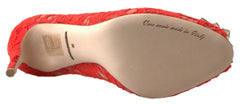 Dolce & Gabbana Red Taormina Lace Crystal Heels Pumps Shoes - Heels